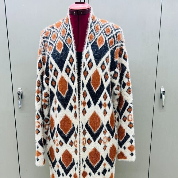 Sweet Lovely by Jen Long Aztec Cardigan Women's Sz S/M Open Front Pockets Soft - Picture 2 of 10